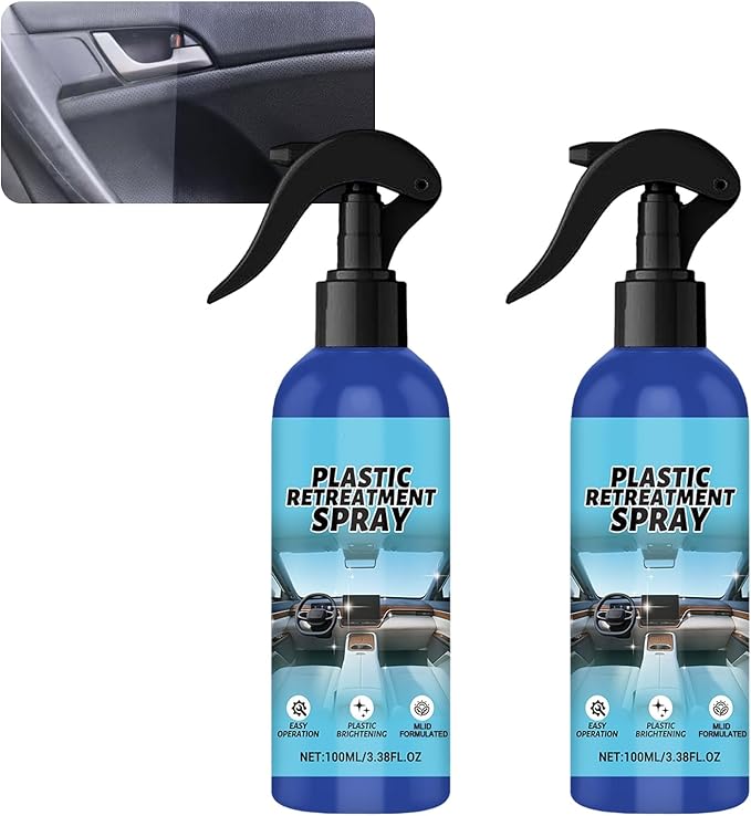 Plastic Restorer for Cars, Car Trim Restorer, Auto Detailing for Refreshing Faded Plastic, Leather, Vinyl and Rubber Trim with Polish, Long Lasting Care (2Pcs)