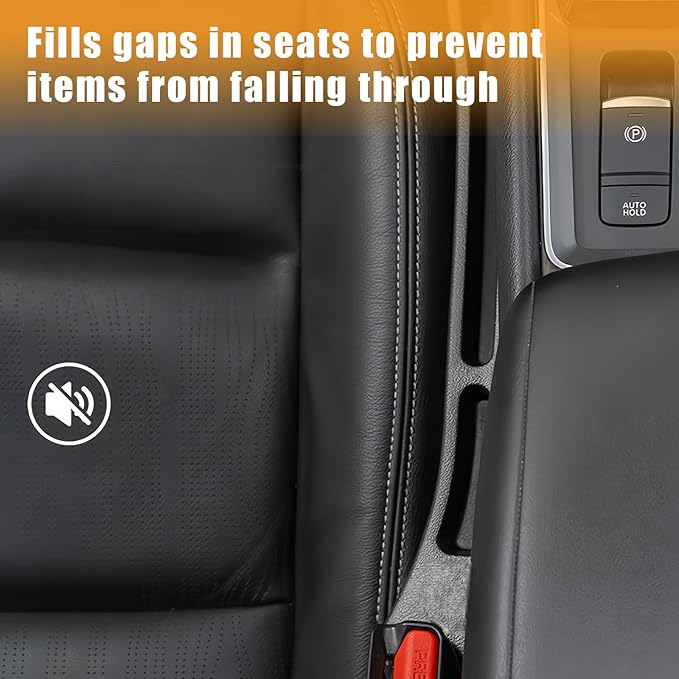 2 Pack Black Car Seat Gap Filler Organizer, Universal Car Seat Gap Plug with Seatbelt Slot, Anti-Drop Organizer for Keys Phones Storage for Auto Truck SUV