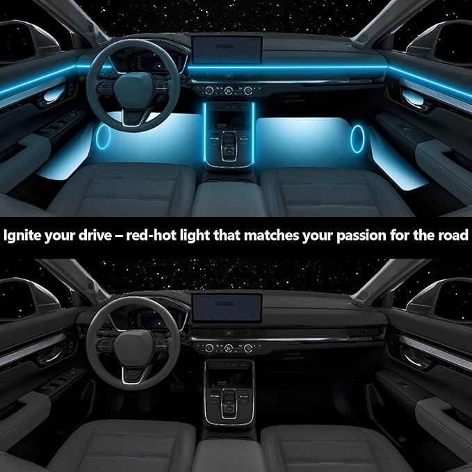 LED Car Interior Ambient Light, Controlled By APP, Suitable for Central Console RGB Ambient Light Strip 118.11 Inch Fiber Optic, USB Interface, Plug and Play, Can Synchronize Music
