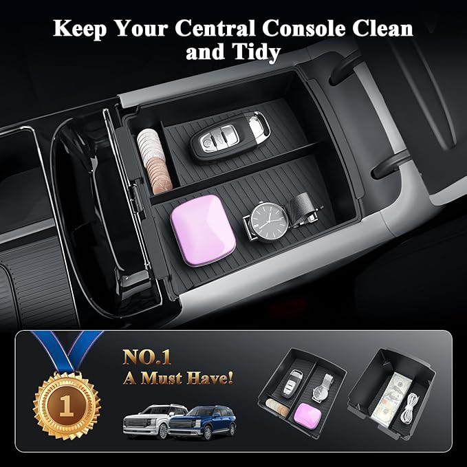 BIBIB0 2Pack 2025 2026 Tucson Limited Center Console Organizer for 2026 2025 Hyundai Tucson(Limited)/Tucson Hybrid/Tucson Plug-in Hybrid Armrest Inserts Tray -ONLY Fit Electronic Shift-Double Layers