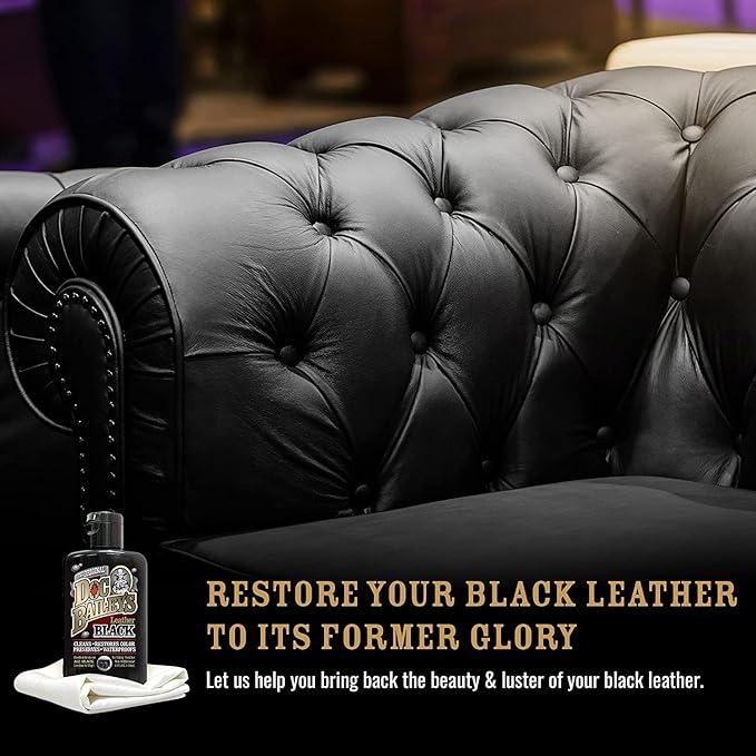 Doc Baileys Black Leather Detail Kit - All-in-One Leather Cleaner, Conditioner, Dye & Waterproofer - Restores Faded Black Leather, Vinyl & Rubber for Motorcycle Seats, Jackets, Boots & Cars 4oz