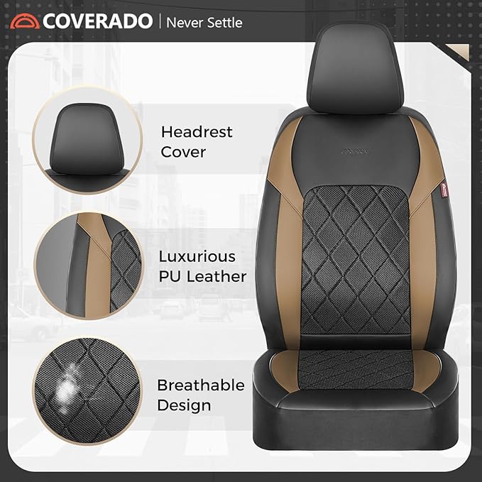 Coverado Car Seat Covers, Seat Covers Full Set, 5 Seats Automotive Seat Cover, Mesh Breathable Seat Protectors, Universal Fit for Most Cars