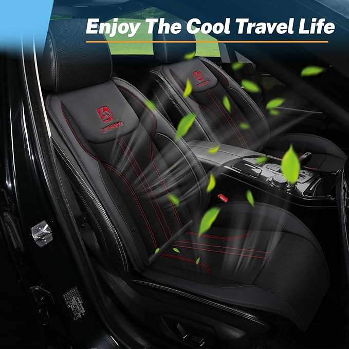 Cooling Car Seat Cushion Front Seat,12V&24V Cooling Seat Cover for Cars with 10 Fans,Rapid Cooling with Automatic Start and Pause Seat Cushion (Black)