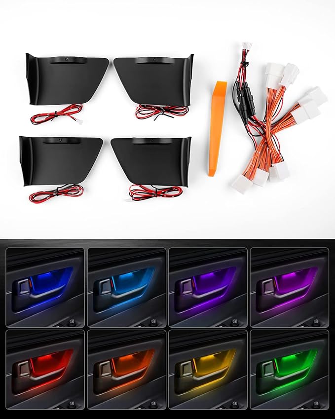 Powerty Adjustable 8 Colors LED Lights for 2022 2023 2024 Toyota Tundra Inner Door Handle Bowl Mood Lighting Decorative Interior Lamp (4PCS)
