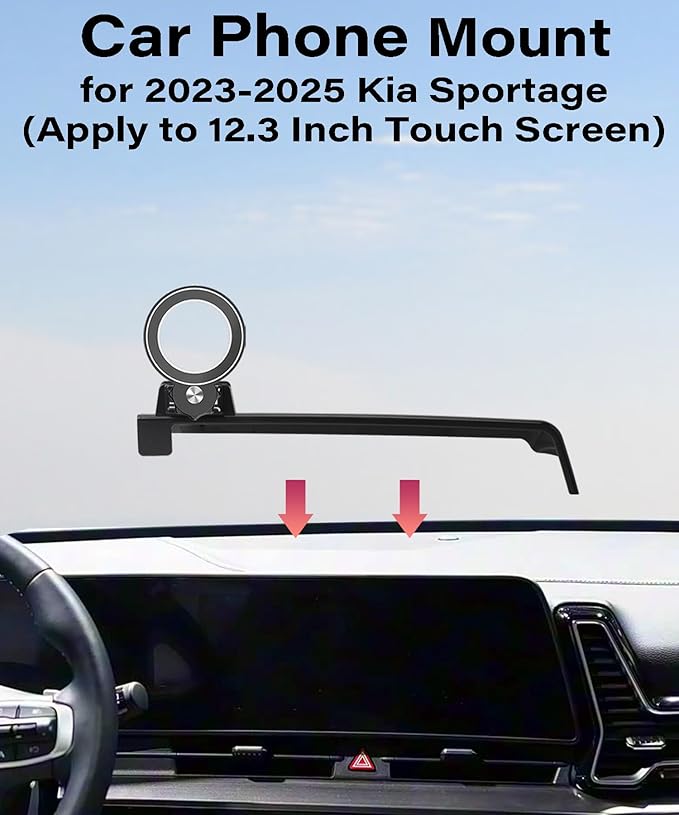 Car Phone Holder for Kia Sportage 2023 2024 2025 Accessories Apply to 12.3 Inch Touch Screen Fixed Clip Magnetic Cell Phone Mount Hands-Free 360 Degree Rotation
