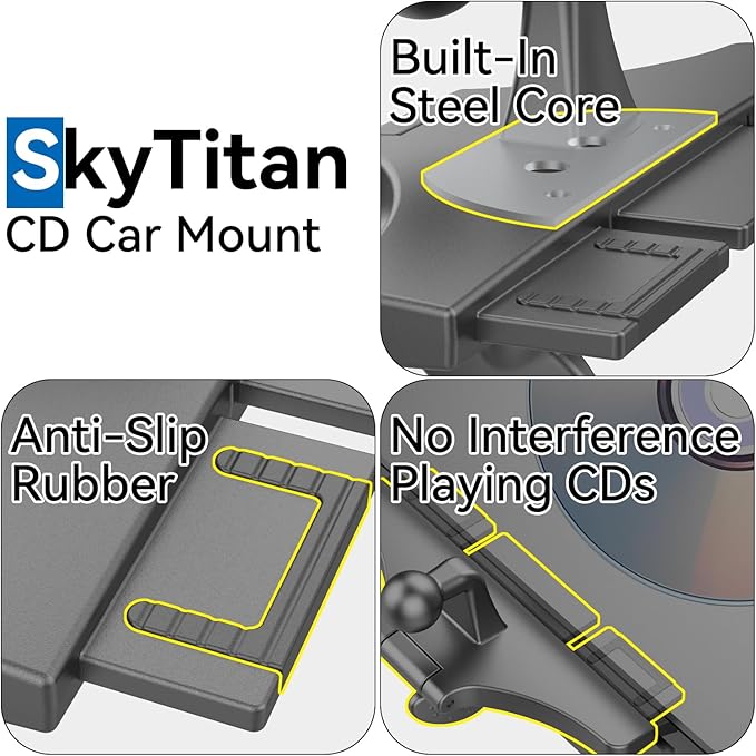 Replacement CD Slot Mounting Base 17mm Ball Mount Part for Car Phone Holder, Magnetic Mount, Tablet Holder, 360 Degree Rotation