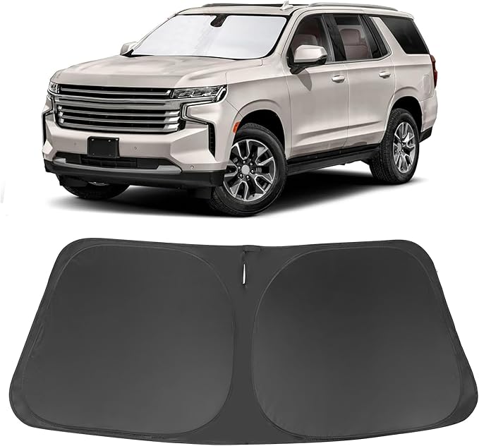 Windshield Sun Shade Custom Fit for 2021 2022 2023 2024 2025 2026 Chevrolet/Chevy Tahoe Accessories Foldable Sunshade Sun Blocker Protect Car from Sun Rays & Heat Damage Keep Car Cooler