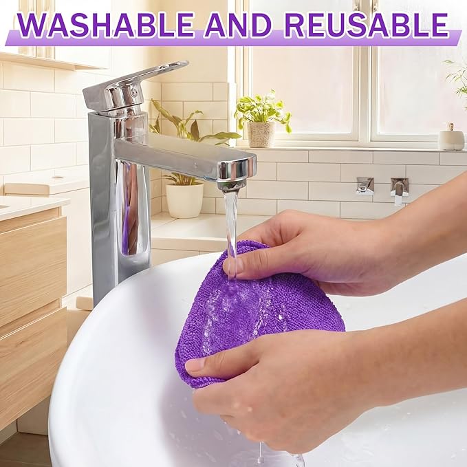 FoldTier 8 Pcs Car Windshield Cleaner Kits with Extendable Handle, 5 Microfiber Towel Pads, 1 Brush, 1 Empty Spray Bottle for Auto Glass Wiper Suvs Rvs & Home Windows(Purple)