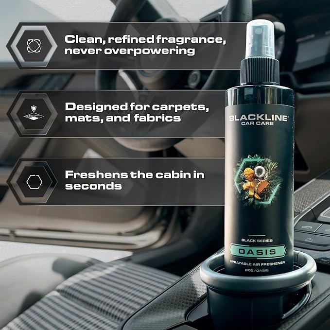 Blackline Car Care - Ocean Breeze Car Air Freshener, Long-Lasting, Oder Eliminator, for Cars, Trucks, SUV, or Home Use - 8 fl OZ - Scent Spray