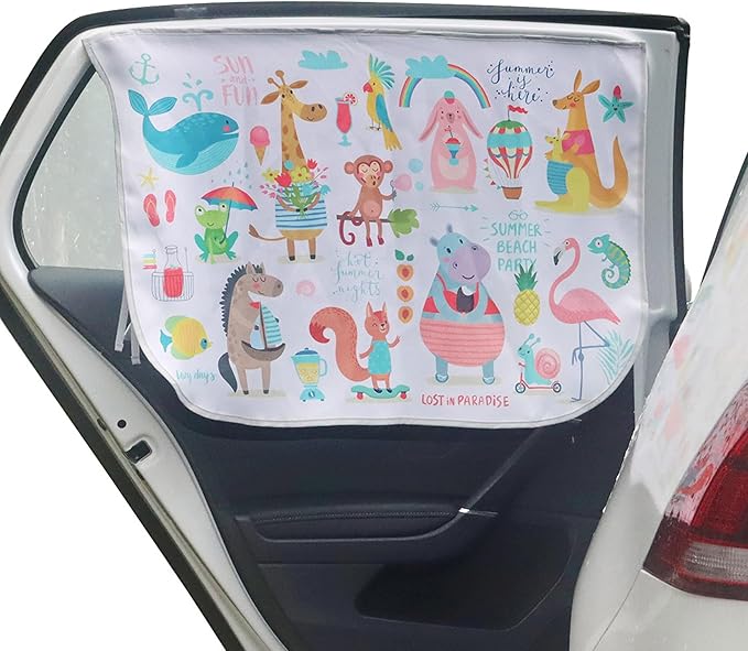 Car Window Shades for Side Windows Baby and Kids,Car Back Window Sun Shade Covers,Strong Magnetic Sunshades Curtains for Truck,27.5" x 19.5" (Animal Friends)