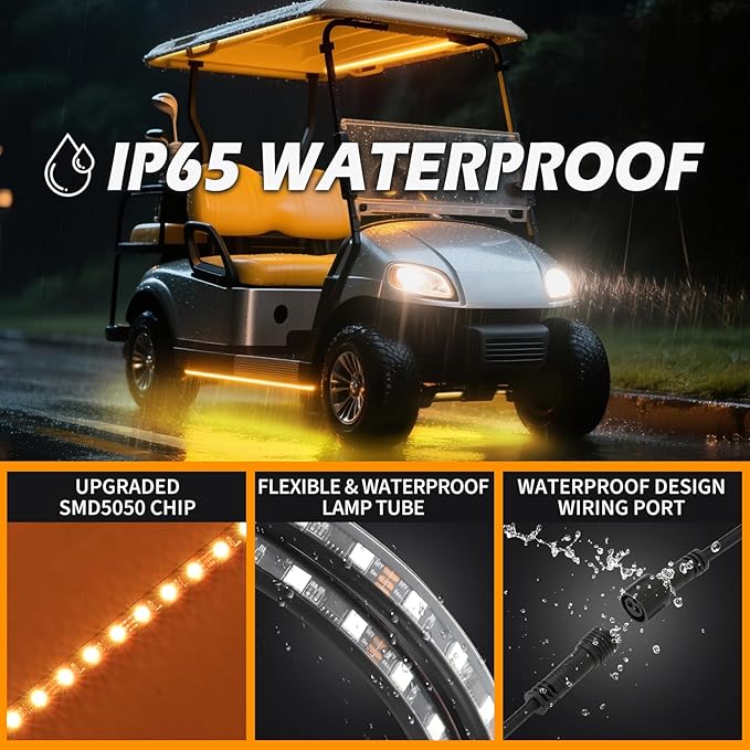 6pcs Golf Cart Underglow LED Strip Lights,Dream Color Golf Cart Lights W/Remote&APP Control Sound Active Music Sync 12V - 80V Input Neon Accent Light Kit Compatible with EZGO Yamaha Club Car