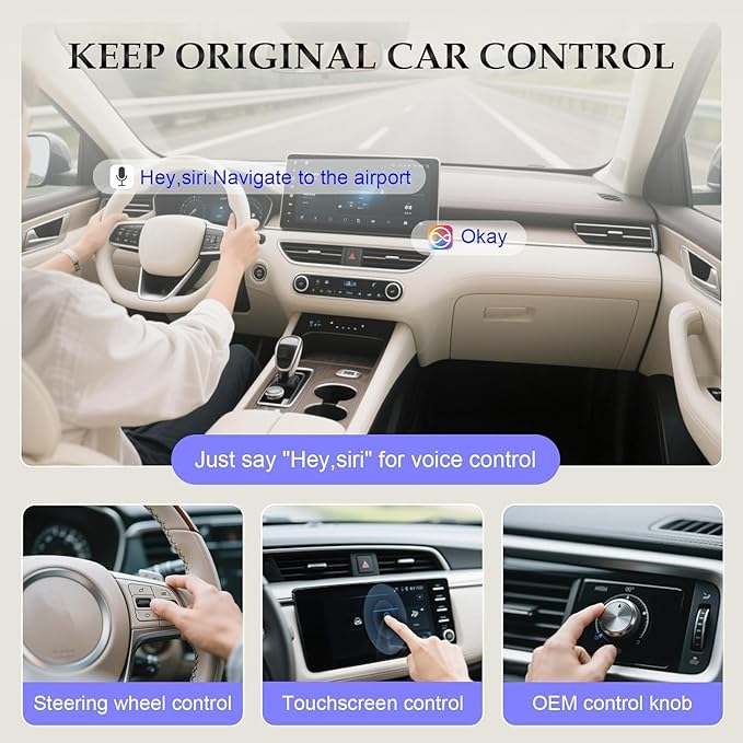 Wireless CarPlay Adapter for iPhone, Converts Factory Wired CarPlay to Wireless, Plug and Play Car Play Wireless Adapter, Auto Connect Dongle for Apple Car Play for Cars from 2016 and iOS 10+