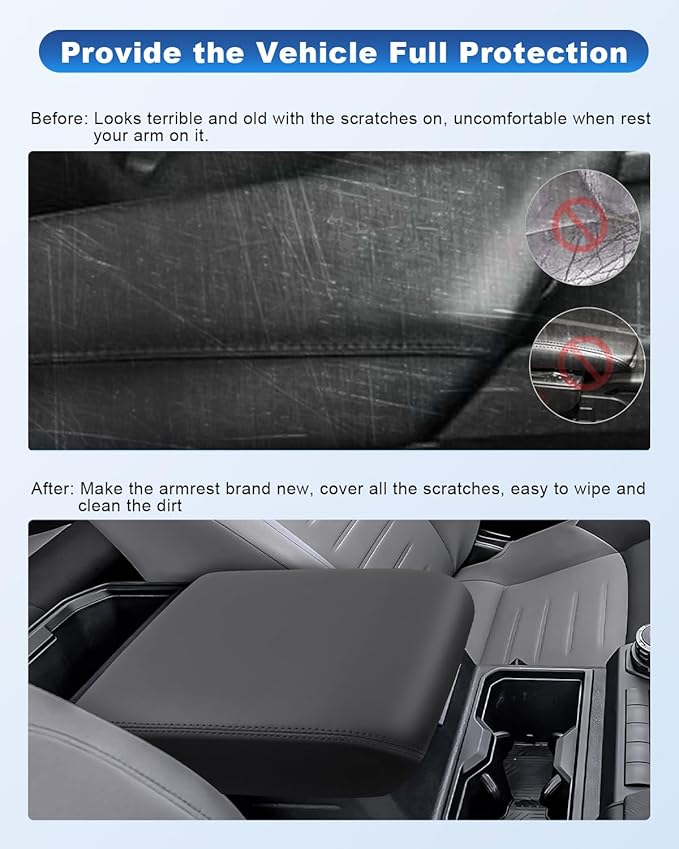 CDEFG 2025 2026 Tacoma Center Console Armrest Cover Compatible with 2024 2025 2026 Toyota Tacoma (4th Gen Tacoma) Accessories ABS Material Anti-Scratch Armrest Cushion Lid Protector(Full Coverage)
