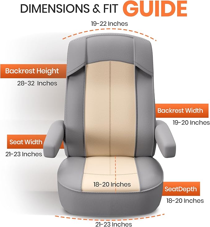 VALUN RV Seat Covers (Grey 2 Pack) – Captains Chair Seat Covers for RV Captain Chair & Motorhome Chairs, Universal Fit RV Chair Covers for Camper, Trailer, Van, Protects Against Dirt, Spills & Wear