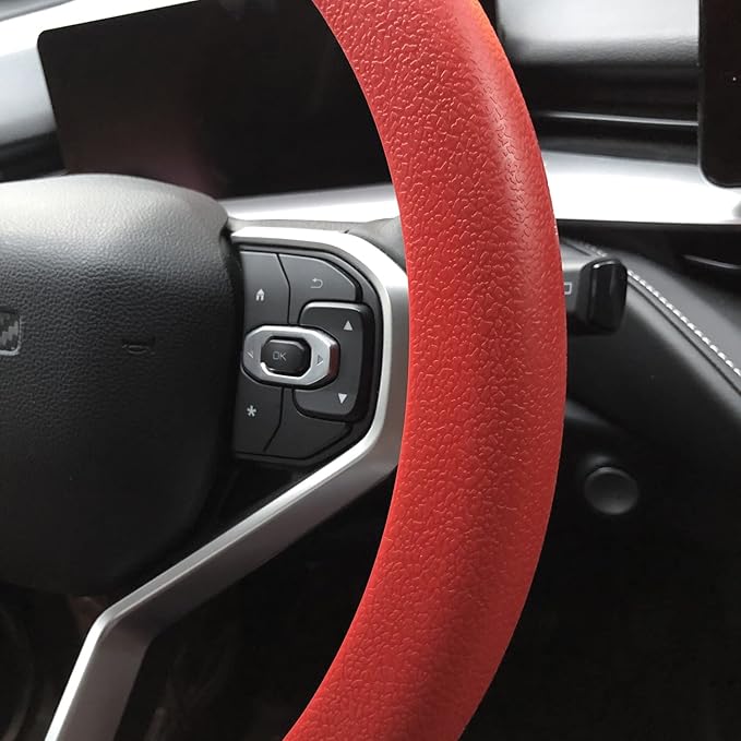Red Car Steering Wheel Cover: RPKEY 13.5 to 15 inches Silicone Steering Cover Compatible with Most of Car Models | Replacement for Steering Wheel Cover