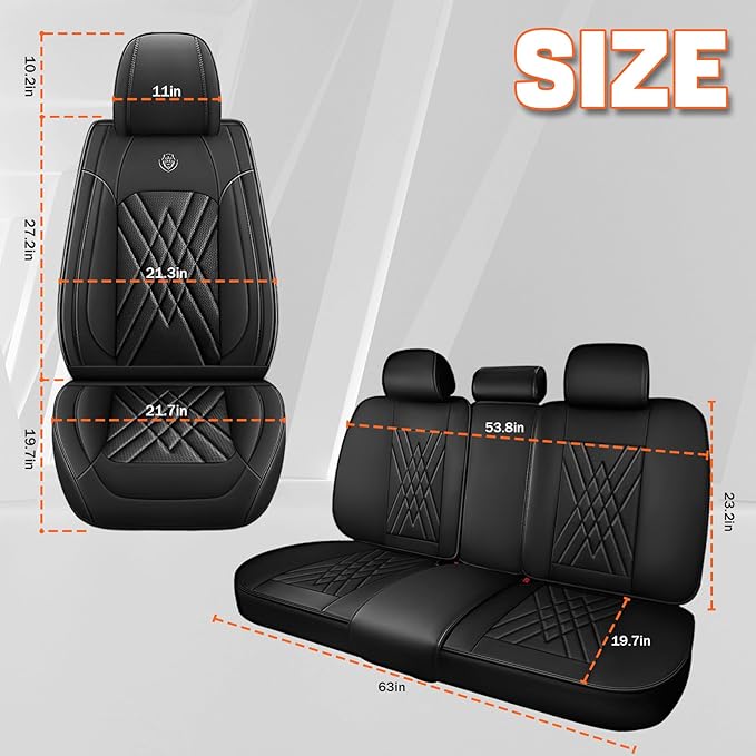 Car Seat Covers Compatible with Toyota Camry 2012-2026 Durable Waterproof Automotive Seat Covers Stretchable Fabric Material, Airbag Compatibility, Premium Nappa Leather(Black, Full Set)