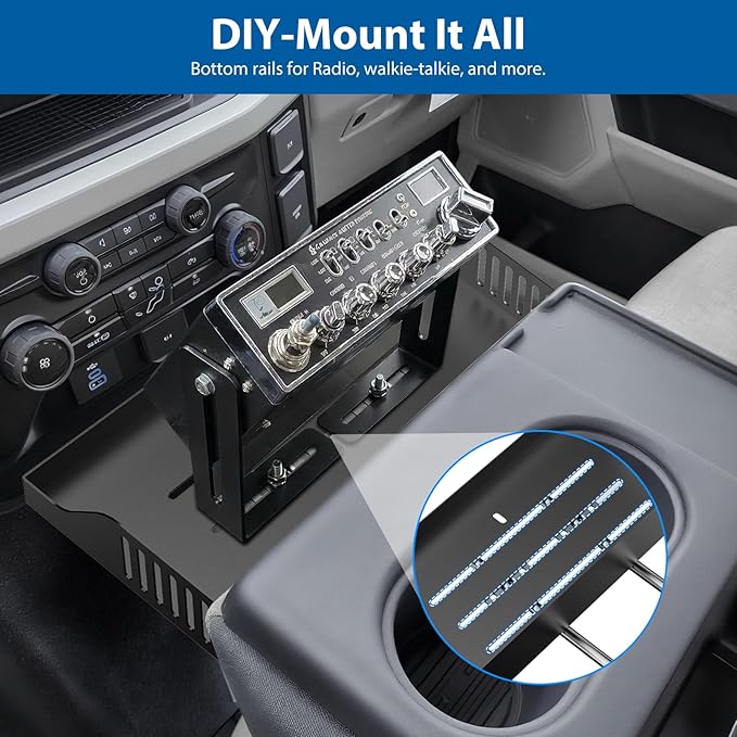 All Metal Front Center Seat Headrest Organizer Compatible with 2011-2025 2026 Ford F150 F250 F350 F450 F550 F650, Center Console Container Storage Box Armrest Tray Accessories (Jump Seat Only)