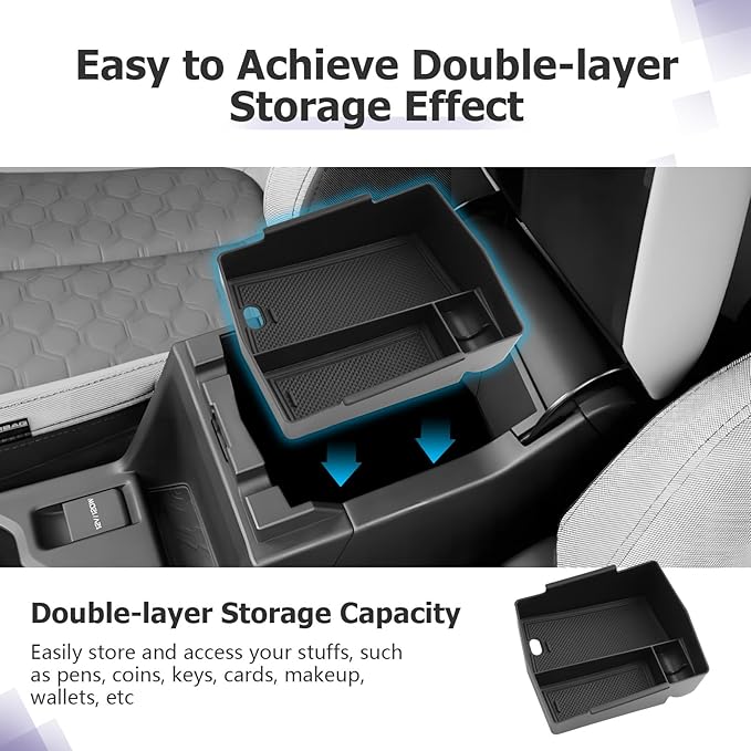 LUWU for 2025 2026 Subaru Forester Accessories Compatible with Forester Base/Premium/Sport/Limited/Touring 2025 2026 Armrest Console Secondary Storage Box Insert Tray ABS Material Black