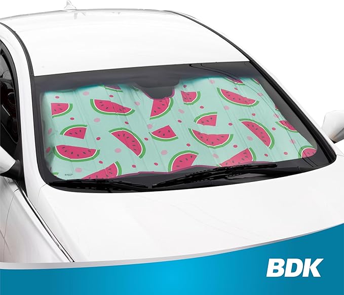 BDK Fresh Watermelons Front Windshield Sunshade Accordion Folding Style Auto Shade for Car Truck SUV Van Blocks UV Rays Sun Visor Protector Easy Setup Keeps Your Vehicle Cool - 58 x 27 inches