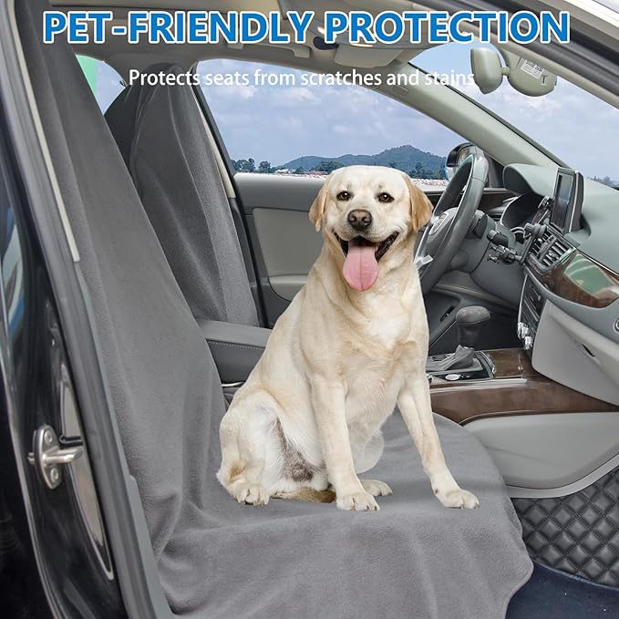 Car Seat Covers Universal Car Protective Front Seat Covers Washable Non-Slip Seat Protectors for Gym Workouts,Waterproof and Sweatproof Towel Seat Covers for Cars,Trucks, Jeeps (2 Pack Grey)