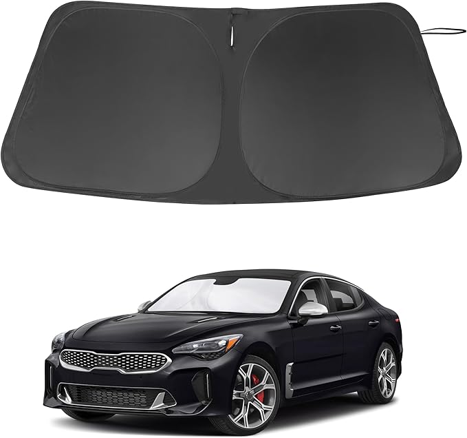Windshield Sun Shade Custom Fit for 2018-2023 Kia Stinger Accessories Foldable Sunshade Sun Blocker Protect Car from Sun Rays & Heat Damage Keep Car Cooler