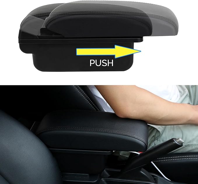 AULPHIKE Compatible with Nissan NV200 Armrest Car Center Console Organizer Armrests Double Layer Storage with 3 USB（Black）