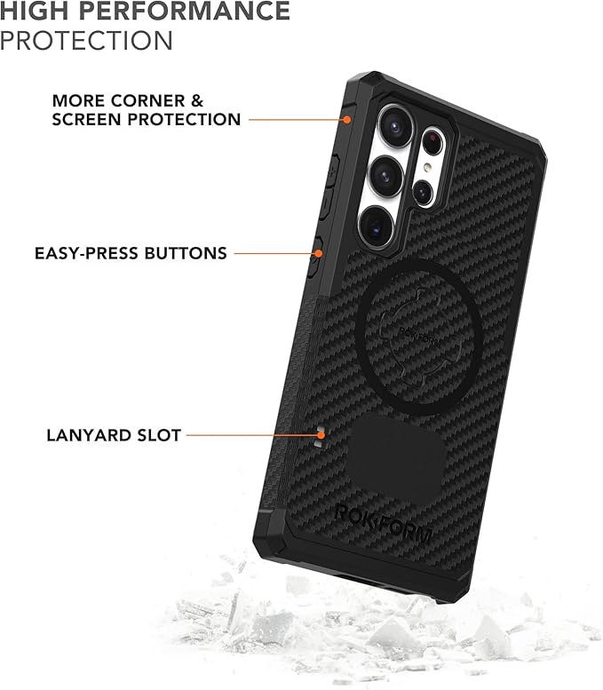 Rokform - Galaxy S23 Ultra Case, Rugged Series, Samsung Protective Cover with RokLock Twist Lock, Drop Tested Military Grade Armor (Black)