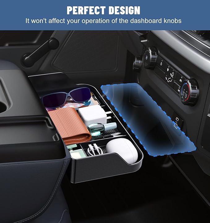 Sinvanho Center Console Organizer for 2011-2024 2025 Ford F150 F250 F350 F450 F550 F650 Accessories, Front Center Seat Headrest Storage Tray for Pickup Truck Middle Armrest Box, Jump Seat Only