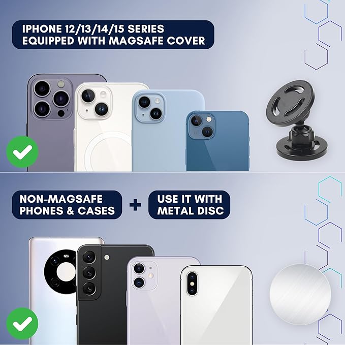 Eco-Fused Dual Magnet Phone Mount for Gym - Unleash The Powerful Magnets for Hands-Free 360° Vlogging! MagSafe Compatible, Adheres to Any Metal Surface - for Smartphones, Tripods, and Action Cameras.