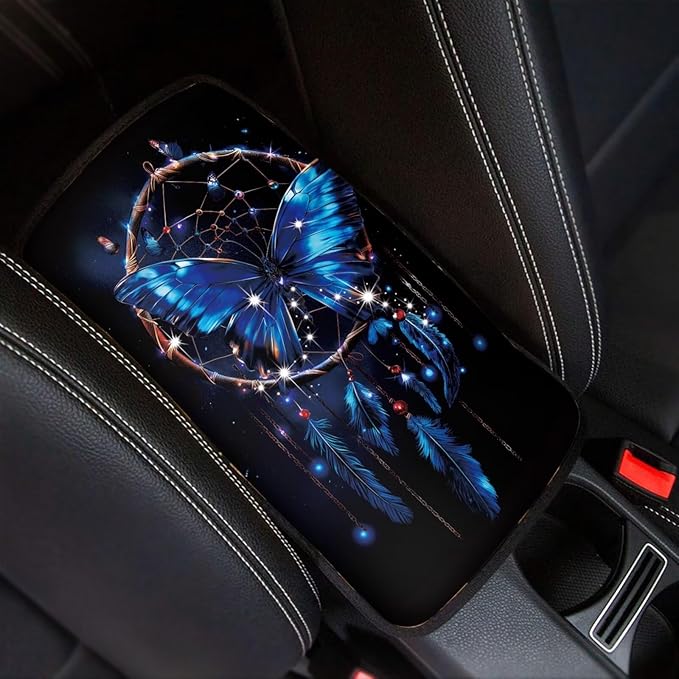 Dream Catcher Center Console Cover for Car Breathable Auto Armrest Cover Auto Center Console Armrest Cushion Cover Pad for Women Men Dream Catcher Car Accessories