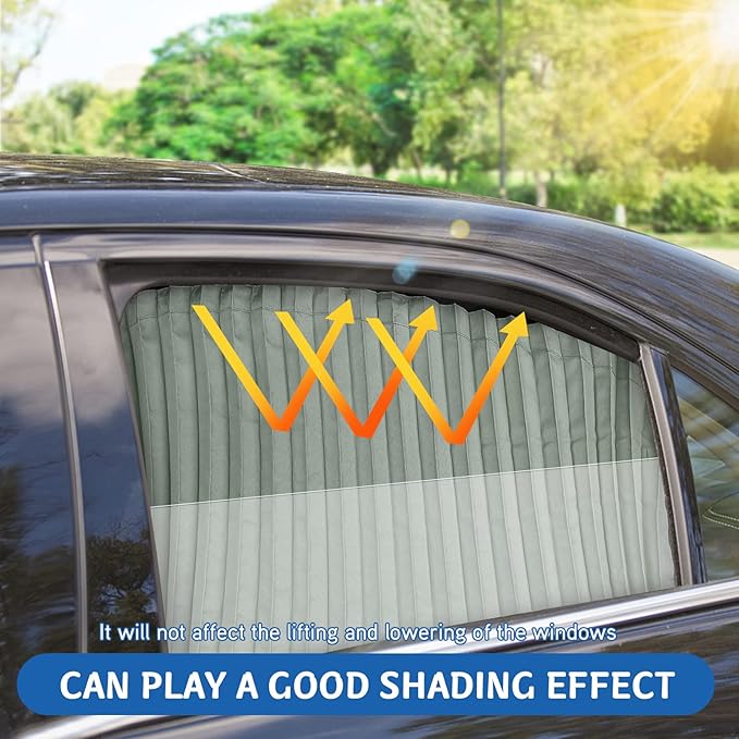 ZATOOTO Car Side Window Sun Shade - 2 Pcs Grey Magnetic Privacy Sunshades - Curtain Keeps Cooler Screen for Baby Sleeping