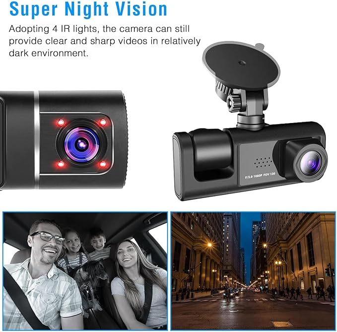Dash Camera for Car Security Camera Dash Cam Mini Car Recorder 2 Inch Screen Front and Inside Dual Car Cameras 1080P with WDR, Night Vision, G-Sensor Auto Lock, Loop Recording