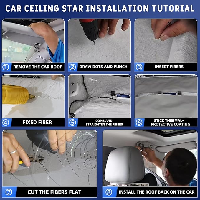 Split 4 Colors 12W Car Starlight Headliner Slim Kit 600pcs*0.02in*9.8ft with APP&RF Remote,RGBW Fiber Optic Starlight Kit,4 Port Engine Sound Activated Star Lights for Ceiling Car Roof/Home Decor