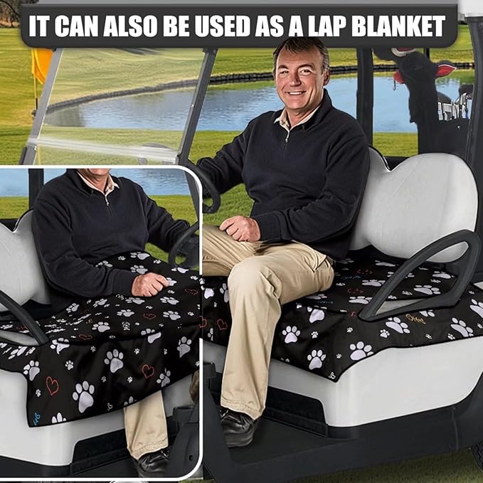 Biyejit Golf Cart Seat Covers with 4 Pockets Golf Cart Seat Towel Blanket Fits 2-Seat Golf Carts, Golf Cart Accessories