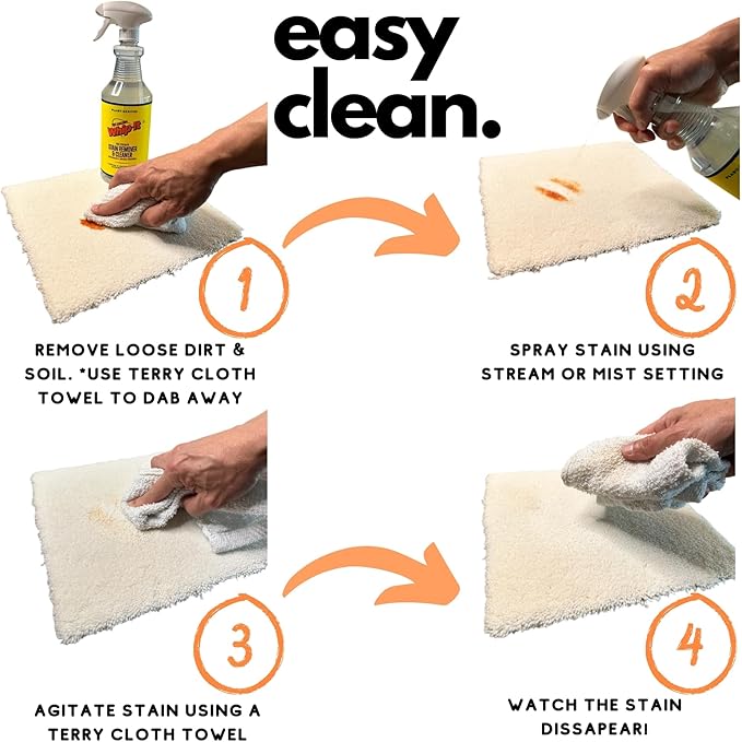Whip-It All Natural Enzyme Cleaner Stain Fighting Kit - Professional Strength Stain Remover Spray 32oz and Concentrate Multi-Purpose Stain Remover 32oz - Made in the USA