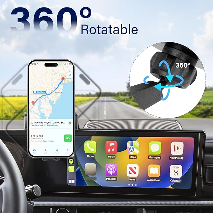 Car Phone Holder Compatible with 2024 2025 Hyundai Santa Fe Accessaries Only Fit for 12.3 inch Screen Phone Mount Fit for Sannta Fe Cell Phone Cradle Fixed Clip Hands-Free & 360°Rotation