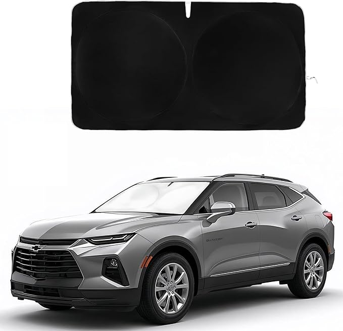Windshield Sun Shade -Certified 99.87% UVB & 99.02% UVA Car Sun Shade. Award Winning Sunshade - Patented Technology | Compatible for Chevrolet Blazer (2019-2026) | Car Shades by Kinder Fluff