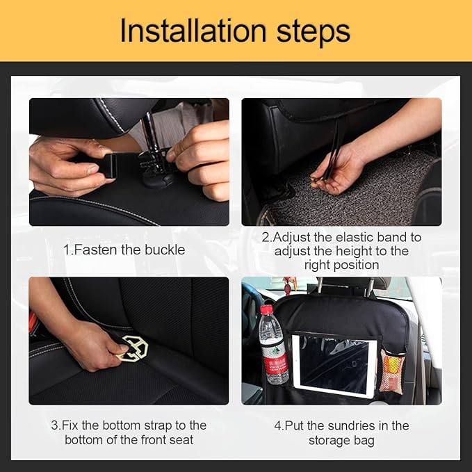 Hanemia Black Oxford Fabric Car Backseat Storage Caddy, 25 x 19 Inches, 9 Compartments, 11 Inch iPad Holder