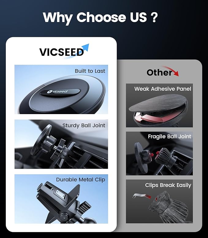 VICSEED for MagSafe Car Mount Vent Pink– [Super Magnet Power & Vent-Safe Clip] 360° Adjustable Study Magnetic Phone Holder Hands Free for iPhone 17 16 15 14 13 12 Pro Max