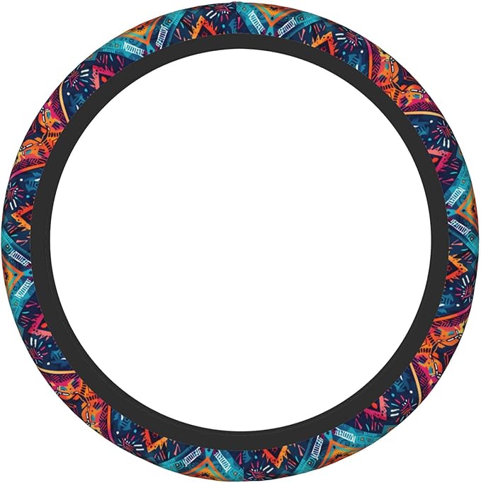 Car Steering Wheel Cover,Dark Boho Universal Non Slip Wheel Protector 15 Inch Elastic Car Accessories for Men Women
