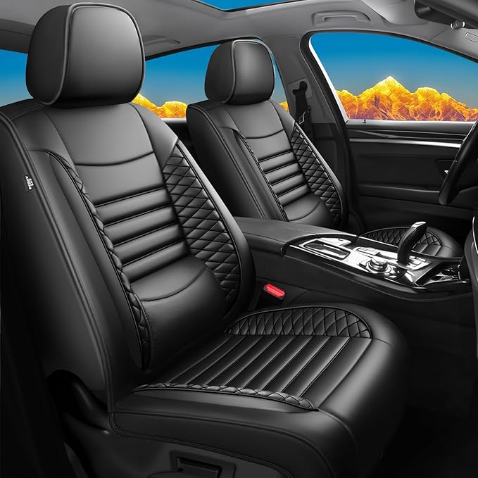 Fit Crosstrek Car Seat Covers for Subaru Crosstrek 2016-2025 2026 - Upgraded Premium Waterproof & Breathable Leather, Airbag Compatible, All-Weather Seat Cushion Protector (Full Set, Black)