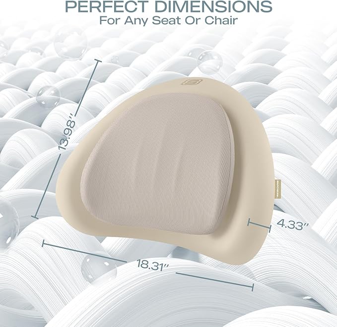 Skechers Lumbar Pillow Premium Memory Foam, Double-Layer-Office Chair Cushion for Tailbone Pain Relief,Butt Pillow for Office Chair,Car seat Cushion,Long Sitting Office Workers,and Car Drivers,Beige