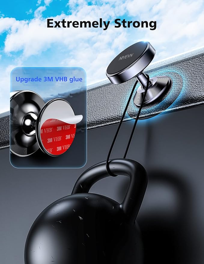 [2 Pack Magnetic Phone Holder car,[360°Rotation] car Mount Magnet,[4 N52 Magnets] Super Magnetic Force is Suitable for Most iPhone and samsumg Smartphones ，Black Phone Holder (Black)