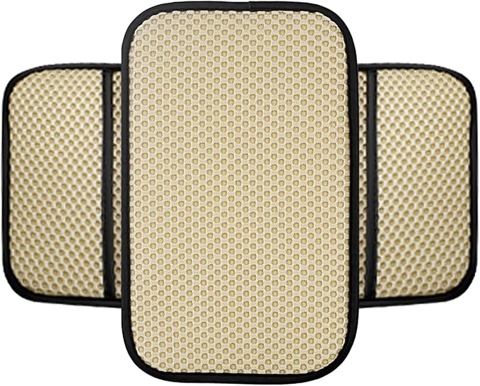 Armrest Cover for Car Console Covers for SUV Center Console Arm Rest Breathable Pad Middle Box Armrest Cushion Pad with 2 Organizer Bags Universal Car Interior Accessories Protection(Beige)