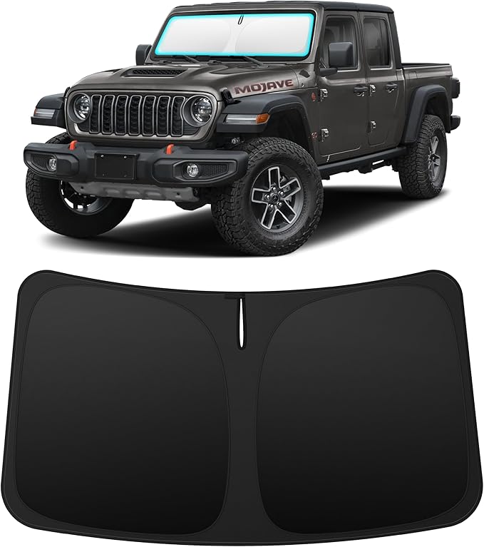 INSAUTO Custom Fit Windshield Sun Shade Accessories for Jeep Gladiator 2020-2026, Foldable Front Window Sunshade, UV & Heat Reflector, Keeps Interior Cool, Includes Storage Bag