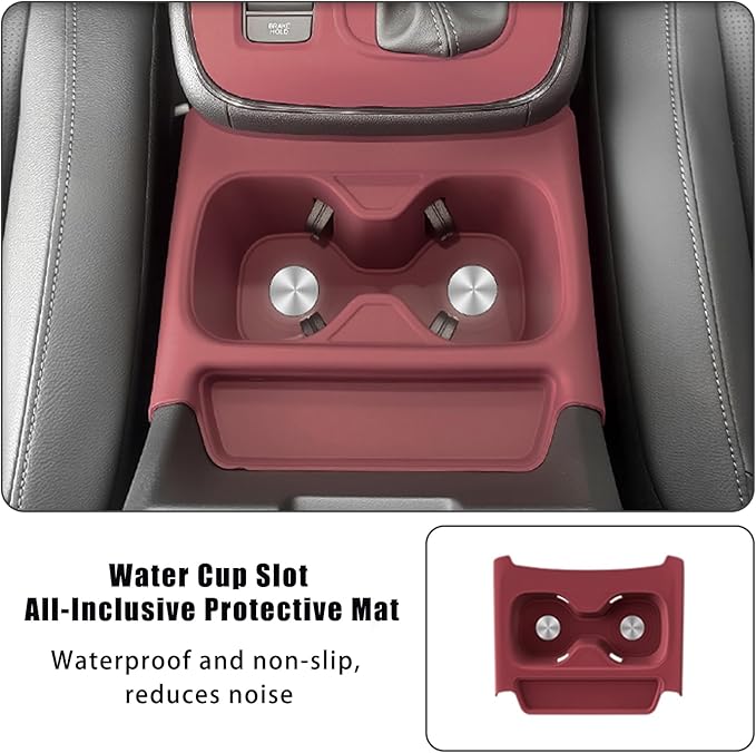 Silicone Gear Shift Panel Trim Cover for 2025 2026 Honda CRV Accessories Anti-Scratch Center Console Water Cup Holder Wireless Charging Protector Pad with CR-V 2023 2024(Not for Hybrid)-Red