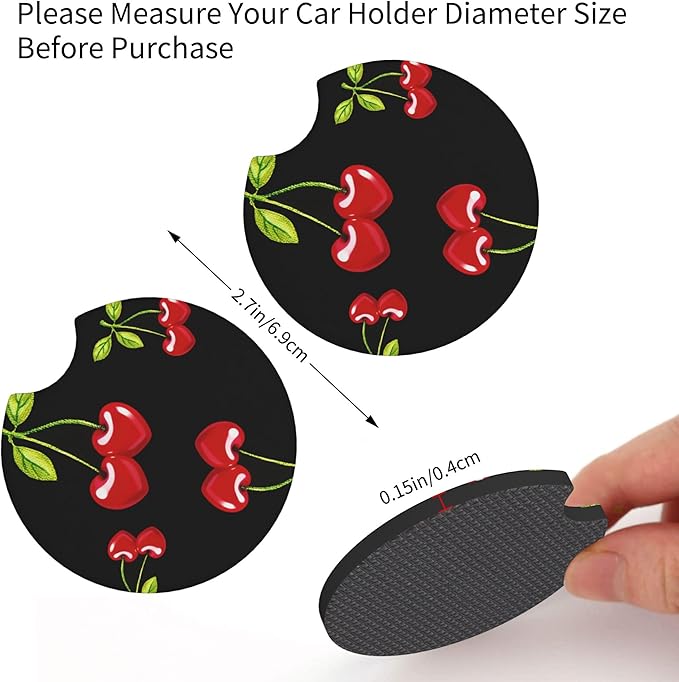 Cherry Hearts Red Steering Wheel Cover - Cherry Hearts Red Steering Wheel Cover Car Women Breathable Universal for 14-15 Inch Anti-Slip 2 Pieces Car Coasters for Men Women