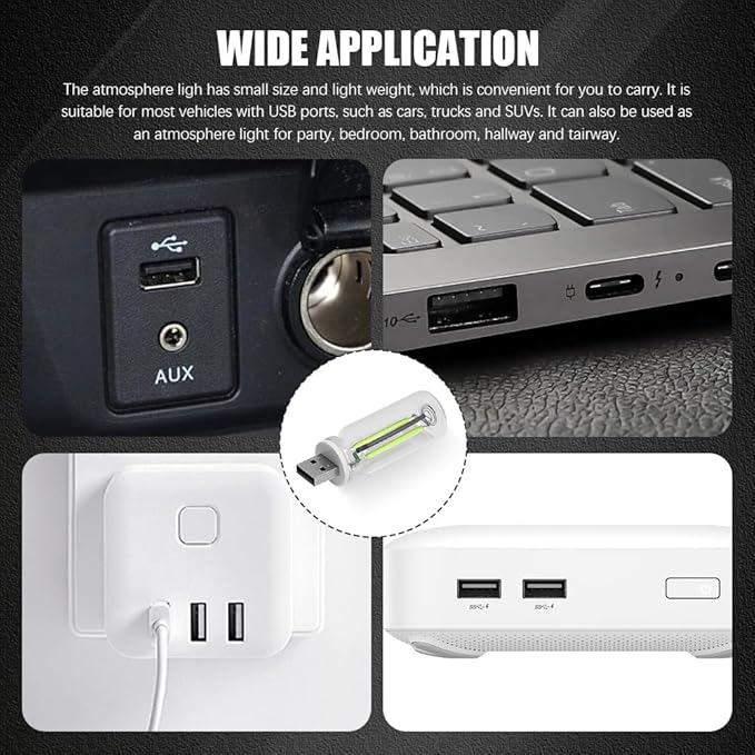 USB LED Car Interior Atmosphere Light, Auto Interior Lights, Plug-in USB Automotive Light, Universal Portable Auto Ambient Lighting Kit Car Accessories for Cars, Bedroom, Hallway (Green)