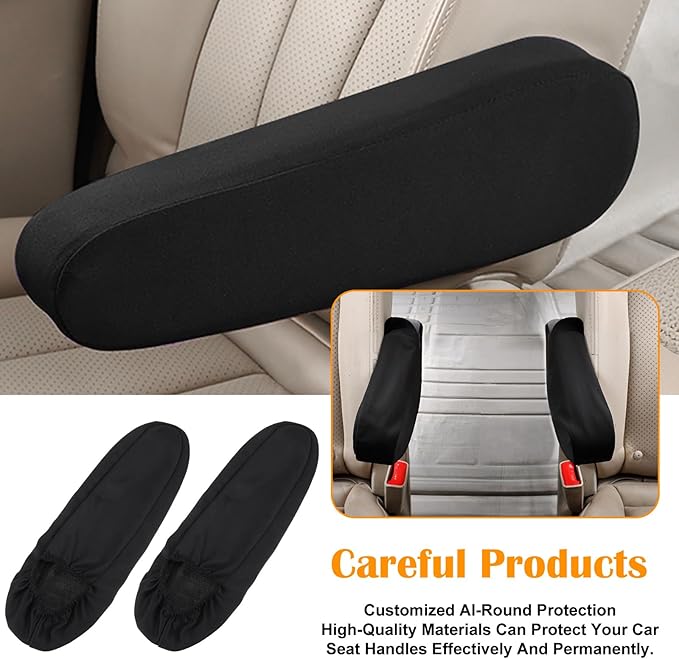 4 Pcs Arm Rest Cover for Car, Car Armrest Cover Armrest Covers for Cars Front Auto Seat Armrests Protectors Arms Rest Replacement Elastic Protector Vehicle Interior Decor(Black)