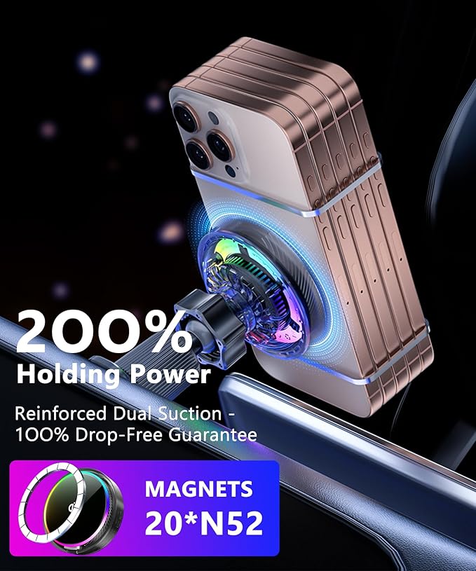 Qi2.2 25W Magnetic Car Mount Charger for Honda HR-V HRV 2023-2026 / CR-V CRV 2023 2024 2025 2026 Accessories, for Fast Charging Cell Phone Holder 7/9 Inch Screen Fixed Clip with Cooling Fan